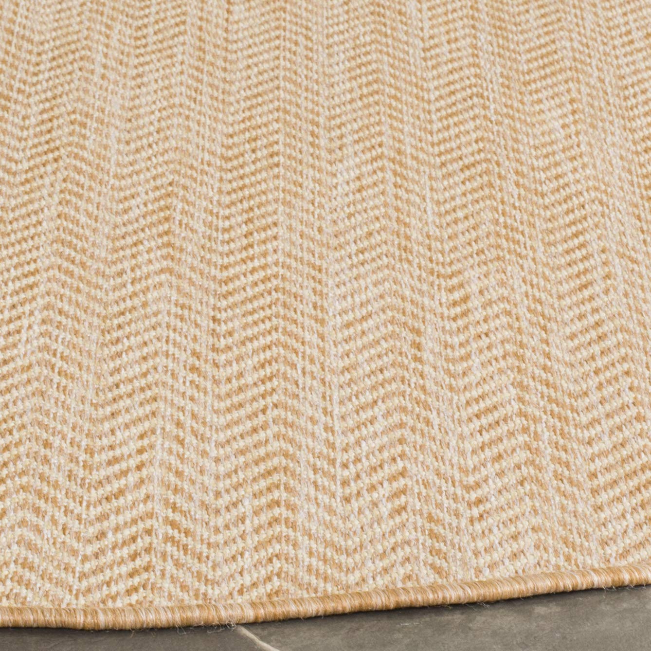 Safavieh Courtyard Collection Area Rug - 4' Round, Black & Beige, Non-Shedding & Easy Care, Indoor/Outdoor & Washable-Ideal For