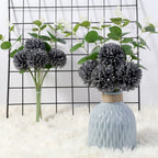 Kimura'S Cabin Black Silk Flowers Artificial Hydrangea Chrysanthemum Ball Flowers Bouquets 15Pcs For Home Dining Table Core Hall