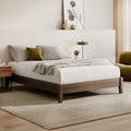 Nectar Premier Wood Platform King Bed Frame - Walnut - 12    Height - Contemporary and Durable - Sturdy Wooden Slats for Support