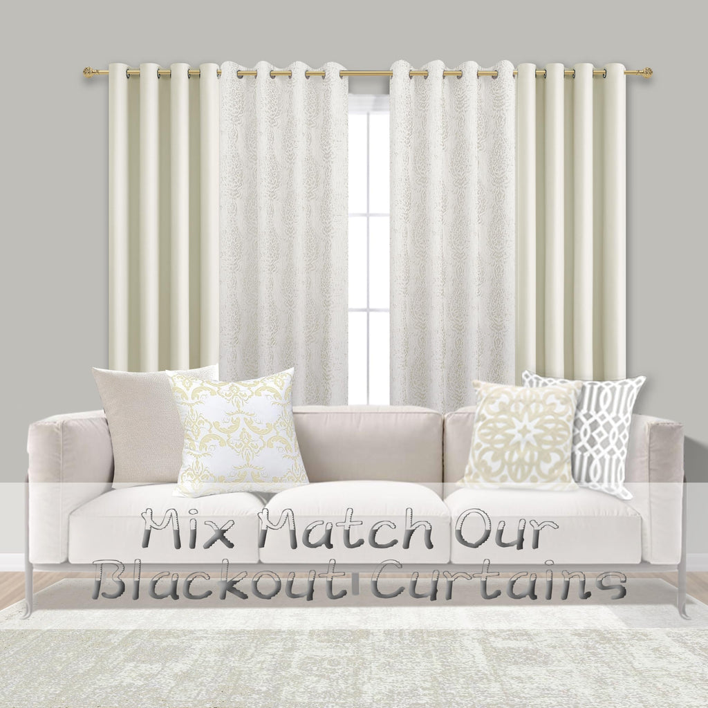 Mrs.Naturall Beige Curtains 42X54 Inches Long For Dining Room 2 Panels Blackout Room Darkening Curtain For Bedroom