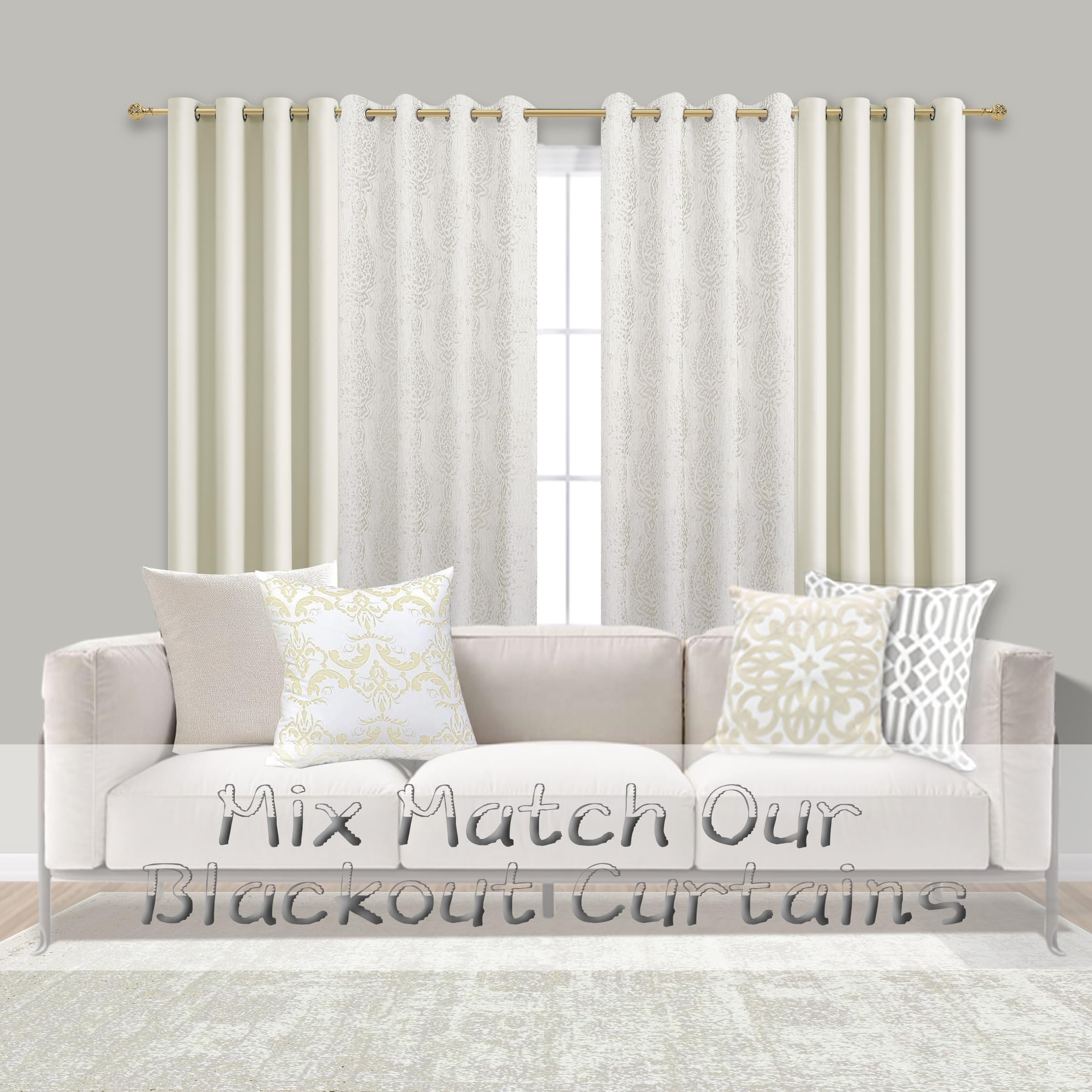 Mrs.Naturall Beige Curtains 42X54 Inches Long For Dining Room 2 Panels Blackout Room Darkening Curtain For Bedroom