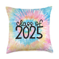 Rainbow Tie-Dye Graduation Gift Co. Back to School | Tie Dye Class of 2025 Throw Pillow, 18x18, Multicolor