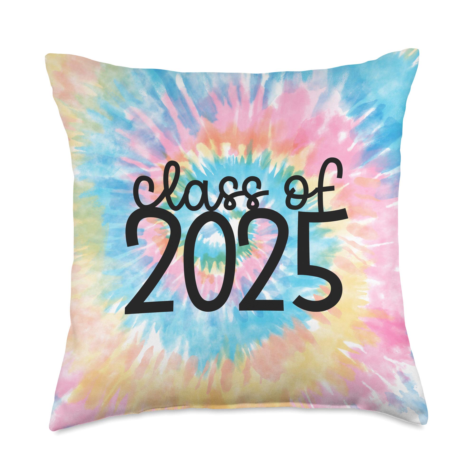 Rainbow Tie-Dye Graduation Gift Co. Back to School | Tie Dye Class of 2025 Throw Pillow, 18x18, Multicolor