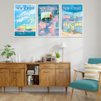 Dfaiuy Set Of 3 New Yorker Magazine Posters Modern Home Canvas Wall Art Retro Blue Minimalist Prints Painting Sunrise Sunset Sea