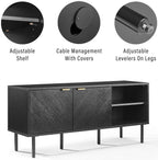 Crosley Furniture Brody Vinyl Record Storage Sideboard, Modern Media Console and Cabinet with Shelves, Black