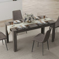 Moccha Wood Dining Table for 4-6 People, 63 Rectangle, Modern L-Shaped Legs, 330lbs Capacity, Farmhouse Dinette Table for Dining