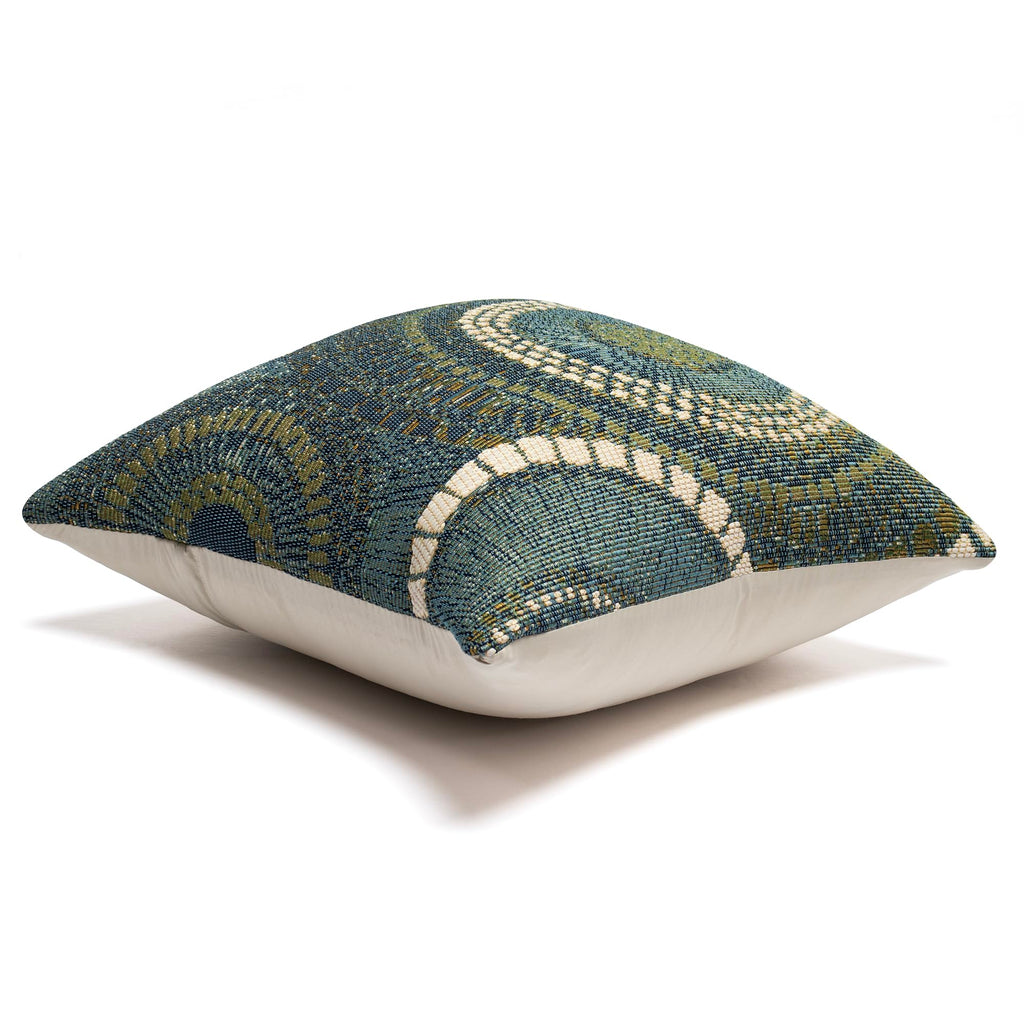 Liora Manne Marina Indoor/Outdoor Power Loomed Easy Care Pillows, 18 X 18-Inch, Circles Azure