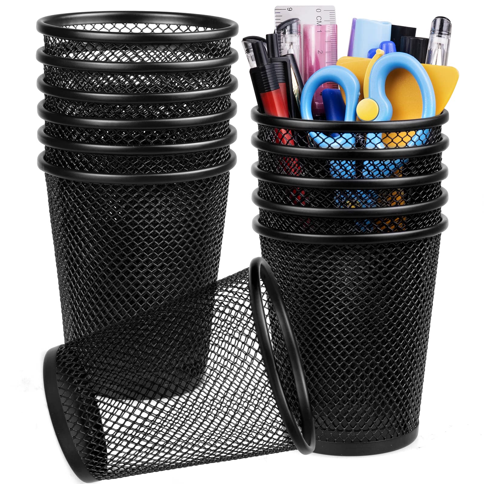 Gwybkq Pen Holder For Desk Mesh Pen Cups Metal Pencil Holder 12 Packs Desk Organizers And Storage