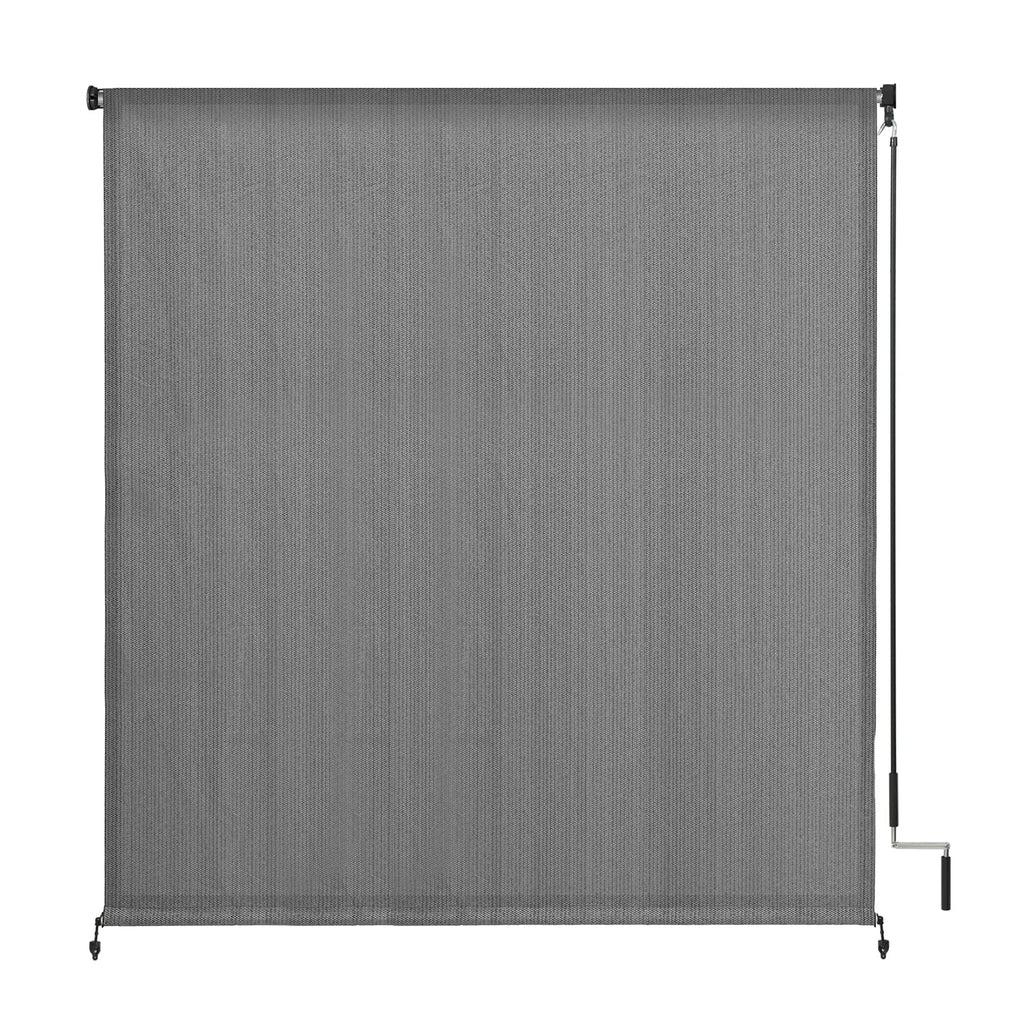 Vicllax Outdoor Roller Shade Fabric For Porch Gazebo, Patio Cordless Blinds Roll Up Shade (7' W X 8' L), Anthracite Grey