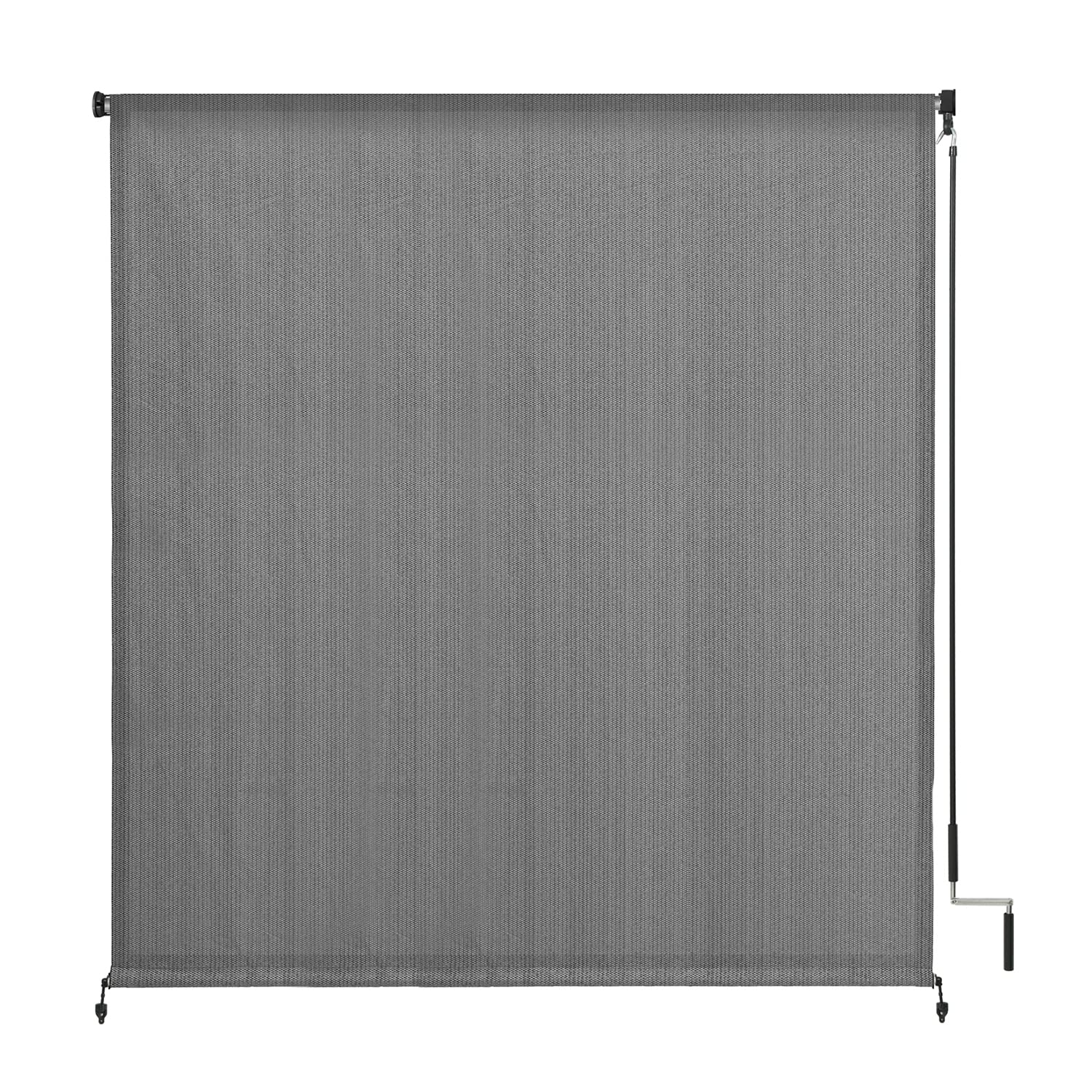 Vicllax Outdoor Roller Shade, Patio Cordless Blinds Roll Up Shade (7' W X 8' L), Grey