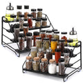 MAQUITA 4 Tier Spice Cabinet Organizer, 2 Pack Metal Spice Racks for Cabinet, Adjustable Depth Seasoning Shelf for Countertop, P