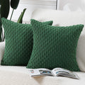 Madizz Pack Of 2 Boho Corduroy Striped Throw Pillow Covers 26X26 Inch Green Soft Decorative Cushion Cover For Bedroom Sofa Pillo
