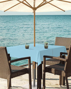 Queenker Sapphire Blue Outdoor Tablecloth With Umbrella Hole And Zipper, Solid Color Table Cover For Square Tables Waterproof Ta
