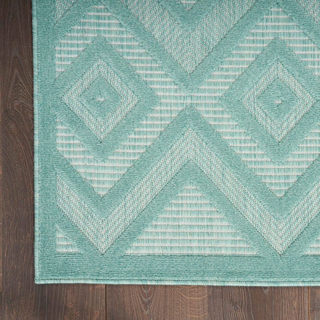 Nourison Versatile Indoor/Outdoor Aqua/Teal 6' X 9' Area Rug, Easy Cleaning, Non Shedding, Bed Room, Living Room, Dining Room, Deck, Backyard, Patio, High Traffic Area (6X9)