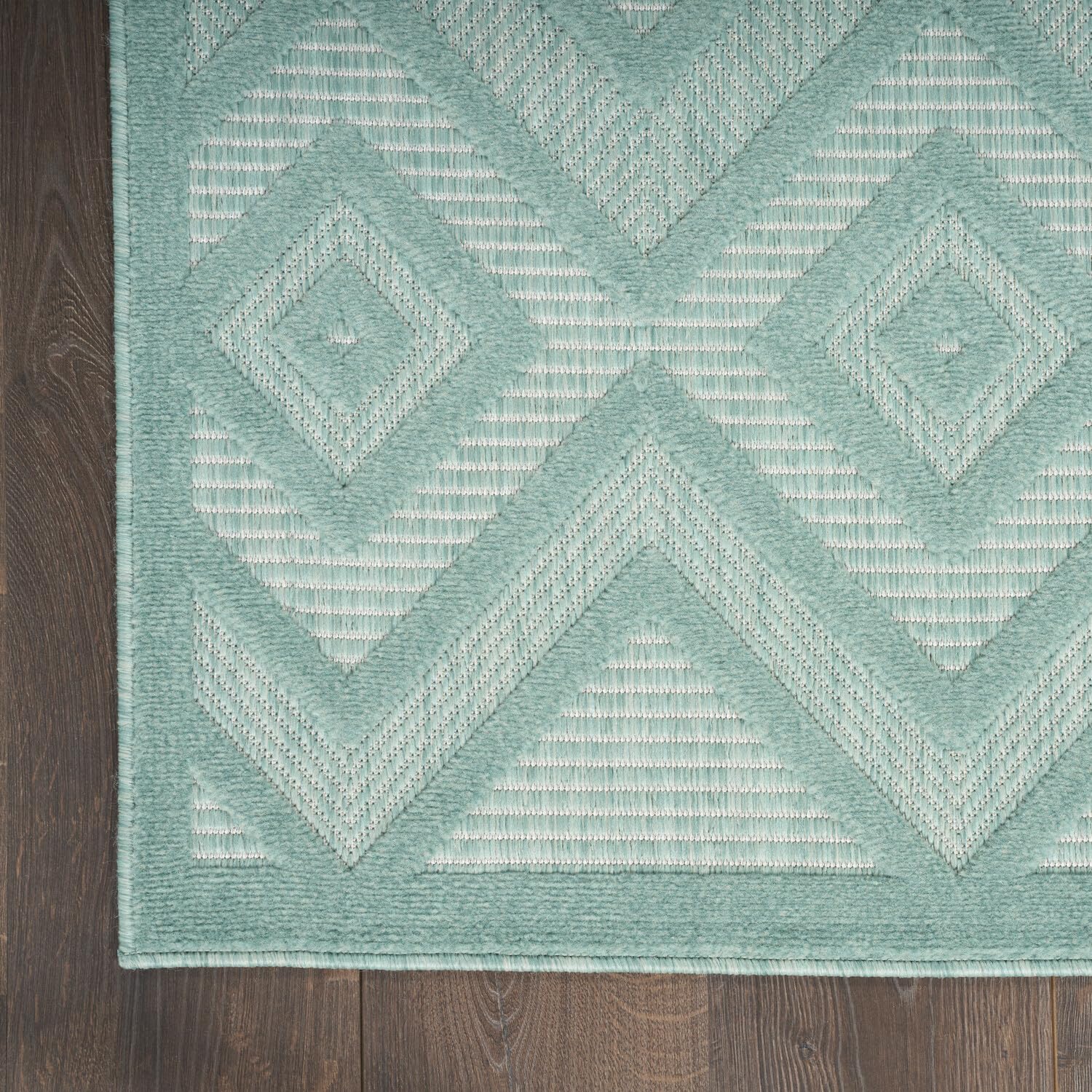 Nourison Versatile Indoor/Outdoor Aqua/Teal 5' X 7' Area Rug, Easy Cleaning, Non Shedding, Bed Room, Living Room, Dining Room, Deck, Backyard, Patio, High Traffic Area (5X7)