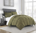 Chezmoi Collection Olive Green Down Alternative Comforter Oversized King - 3-Piece Lightweight Comforter Set - All Seasons Micro