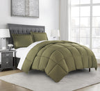 Chezmoi Collection Olive Green Down Alternative Comforter Queen - 3-Piece Lightweight Comforter Set - All Seasons Microfiber Com