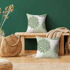 Cxmeifly Sage Green White Pillow Covers 24X24 Inch Set Of 2 Dahlia Floral Decor Throw Pillows Summer Modern Geometry Flower Outd