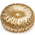 Eucior Gold Throw Pillows,Circular Pillow,Pumpkin Pleated Handmade Metallic Throw Pillows,Gold Pillows,Metallic Leather Decorati