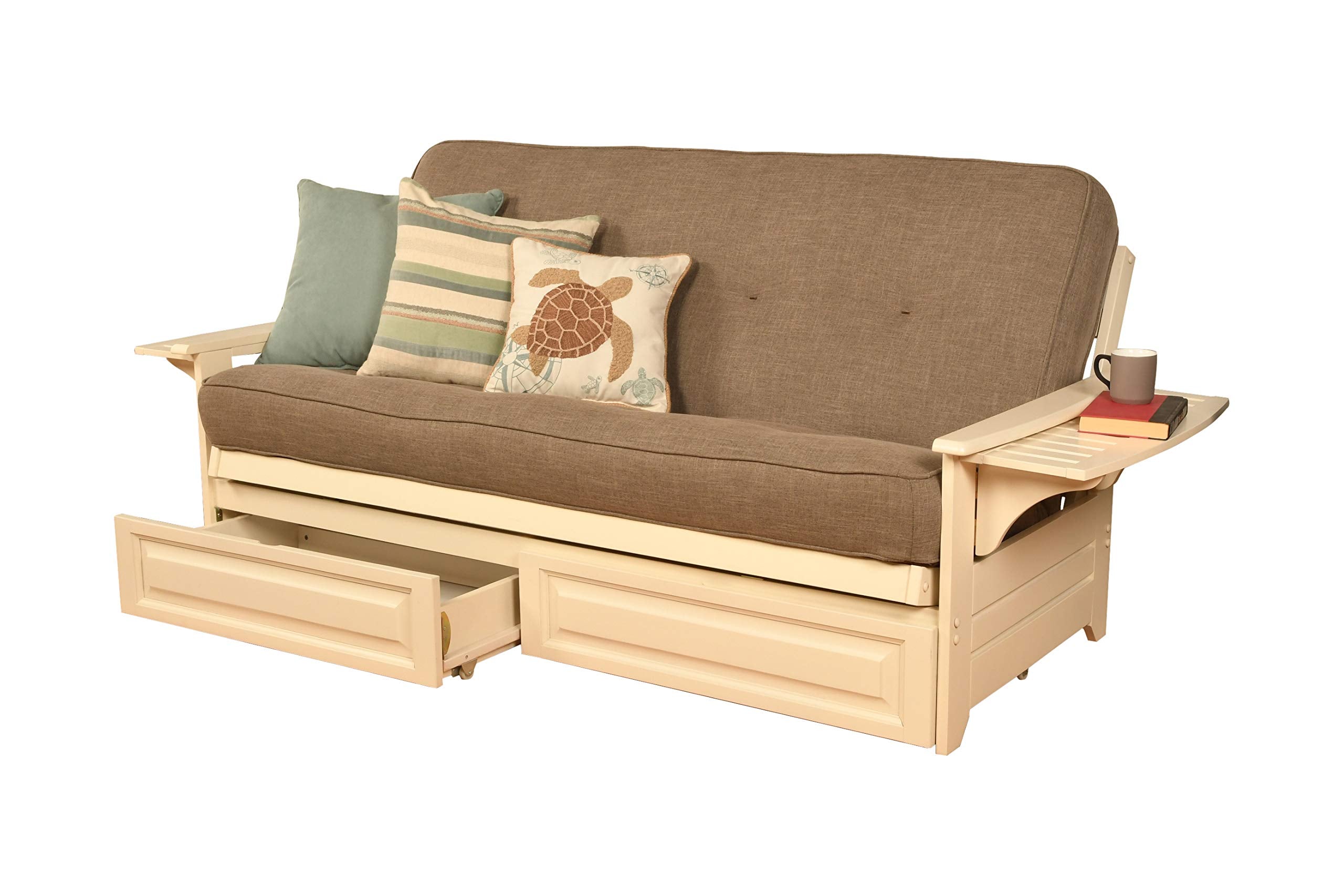 Kodiak Furniture Phoenix Futon With Linen Fabric Mattress In Gray/Antique White