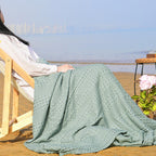 Phf Cooling Waffle Blanket Queen Size, Lightweight 60% Rayon Derived From Bamboo & 40% Cotton Breathable Blanket For Hot Sleepers, Soft And Luxury For Bed Couch And Sofa, 90'X90', Sage Green