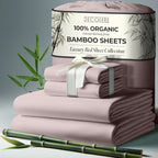 Decolure 100% Organic Viscose Derived From Bamboo Sheets Cal King Size 4Pcs - Ultra Soft & Luxuriously Cooling, 17'' Deep Pocket