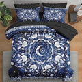 Pamnest 7 Pcs Comforter Set Full Size, Astrology Sun Moon Bedding Set For Kids And Adults, Blue Starry Flower Bed Sheet Sets Wit