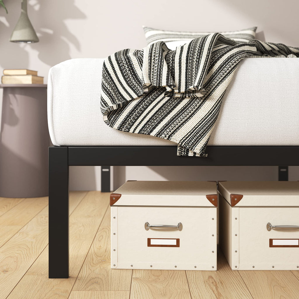 Zinus Mia Metal Platform Bed Frame, Wood Slat Support, No Box Spring Needed, Easy Assembly, Black, Twin