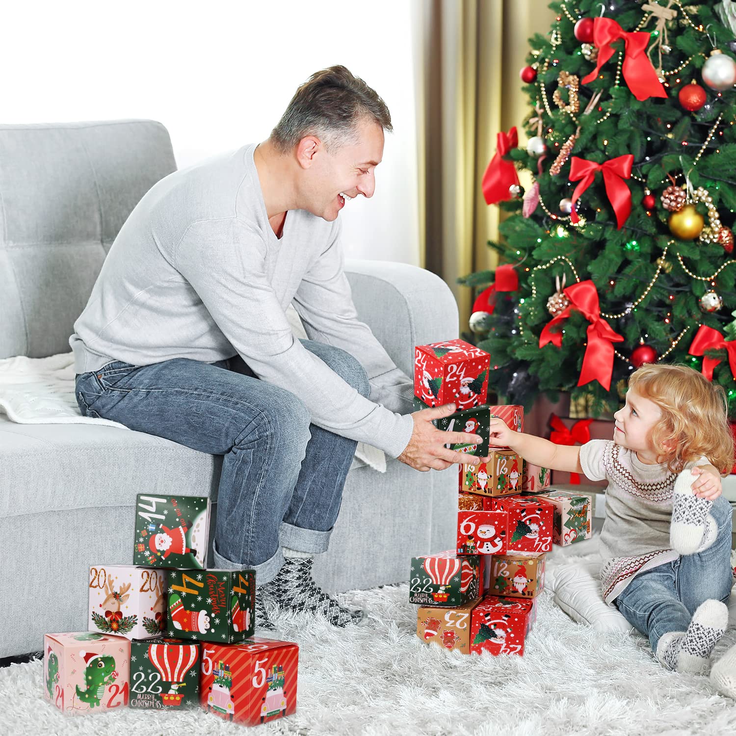 Diy Christmas 24 Days Countdown Advent Calendar 2023, 24Pcs Christmas Cardboard Treasure Boxes Make & Fill Your Own Advent Calen