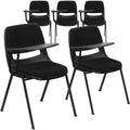 5 Pk. Black Padded Ergonomic Shell Chair with Right Handed Flip-Up Tablet Arm