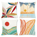 Bonhause Modern Tropical Pillow Covers 16X16 Set Of 4 Leaves Palm Tree Decorative Throw Pillow Cases Soft Velvet Outdoor Pillow