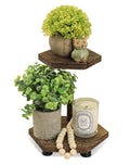 Tikea Decorative Wood Riser for Display, 2-Tier Rustic Corner Shelf for Kitchen Bathroom Counter Decor, Farmhouse Riser for Soap