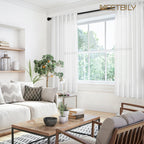 Meetbily White Linen Curtains 63 Inch Length For Living Room 2 Panels Back Tab Pocket Modern Farmhouse Semi Sheer Light Filterin