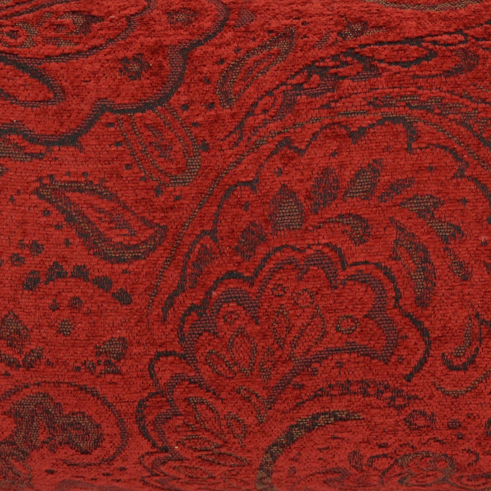 Blazing Needles Corded Jacquard Chenille Floor Pillows (Set of 2), 25&quot;, Scrolled Floral Red