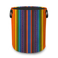 Mexican Stripes Collapsible Laundry Hamper,Boho Colorful Rainbow Waterproof Oxford Cloth Clothes Basket with Handles for Bathroo