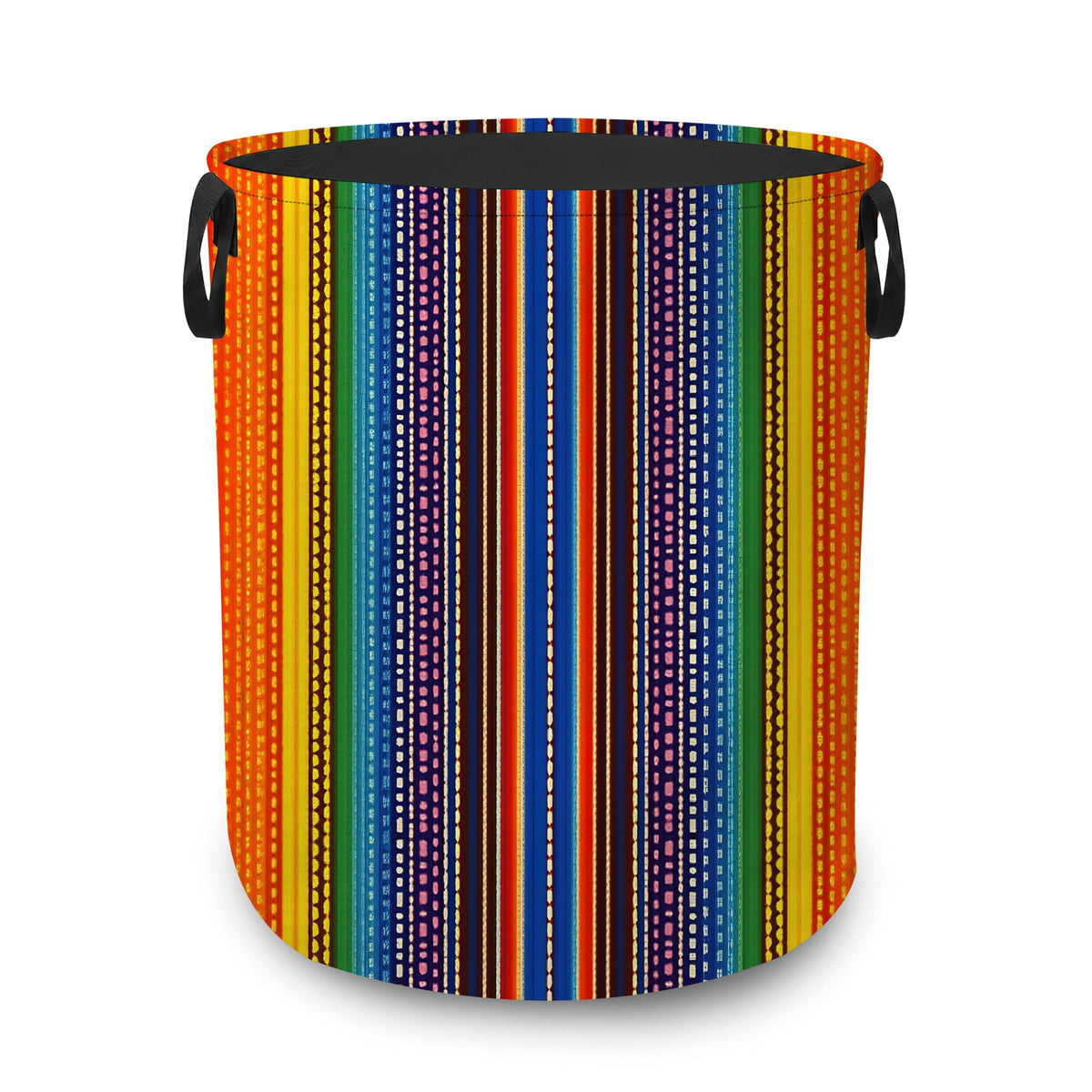 Mexican Stripes Collapsible Laundry Hamper,Boho Colorful Rainbow Waterproof Oxford Cloth Clothes Basket with Handles for Bathroo