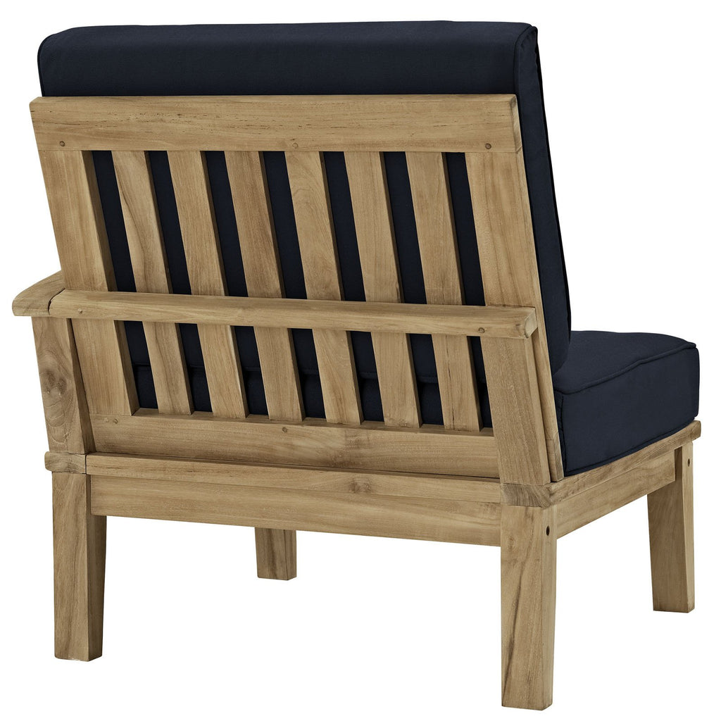 Modway Marina Premium Grade A Teak Wood Outdoor Patio Right-Facing Sofa In Natural Navy