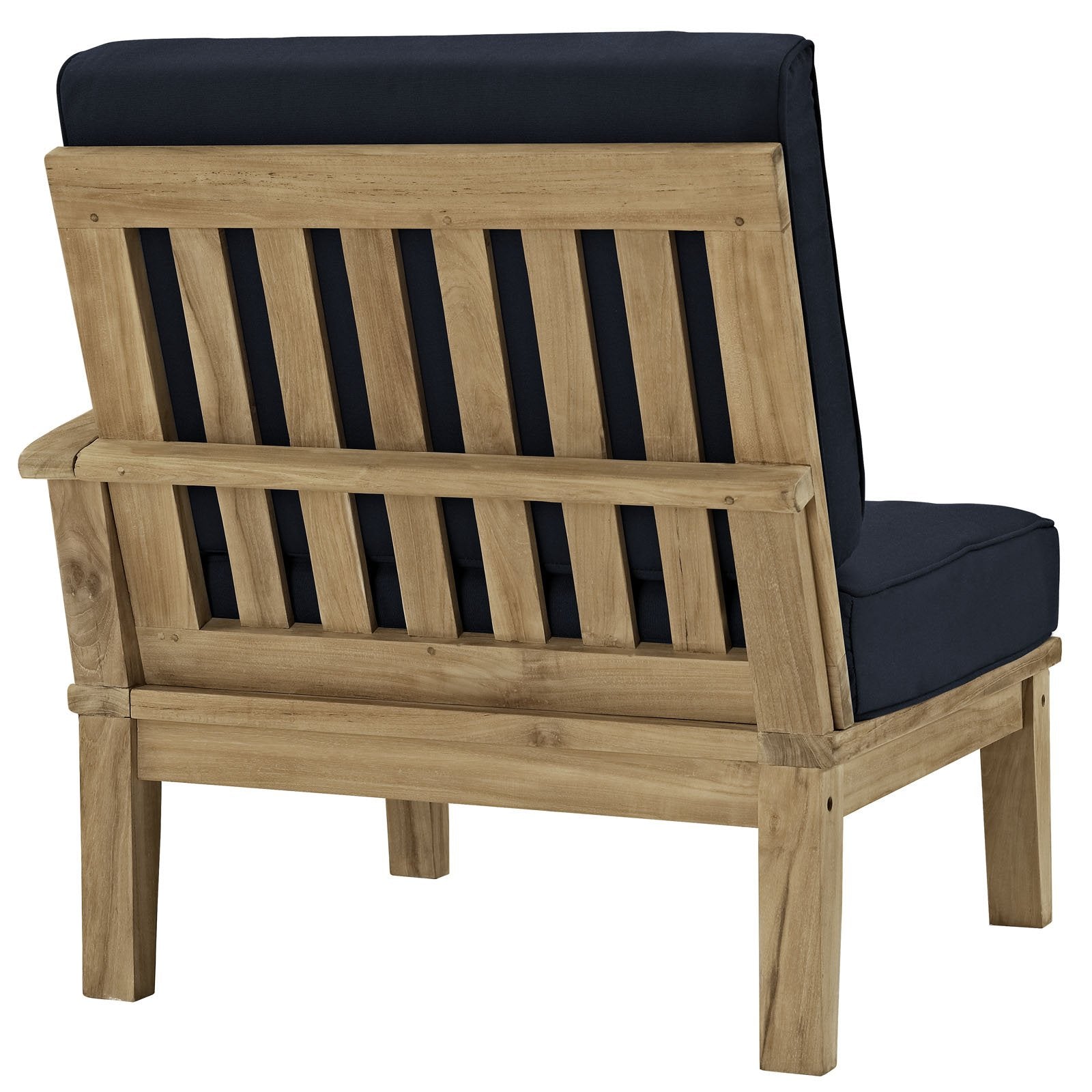 Modway Marina Premium Grade A Teak Wood Outdoor Patio Right-Facing Sofa In Natural Navy