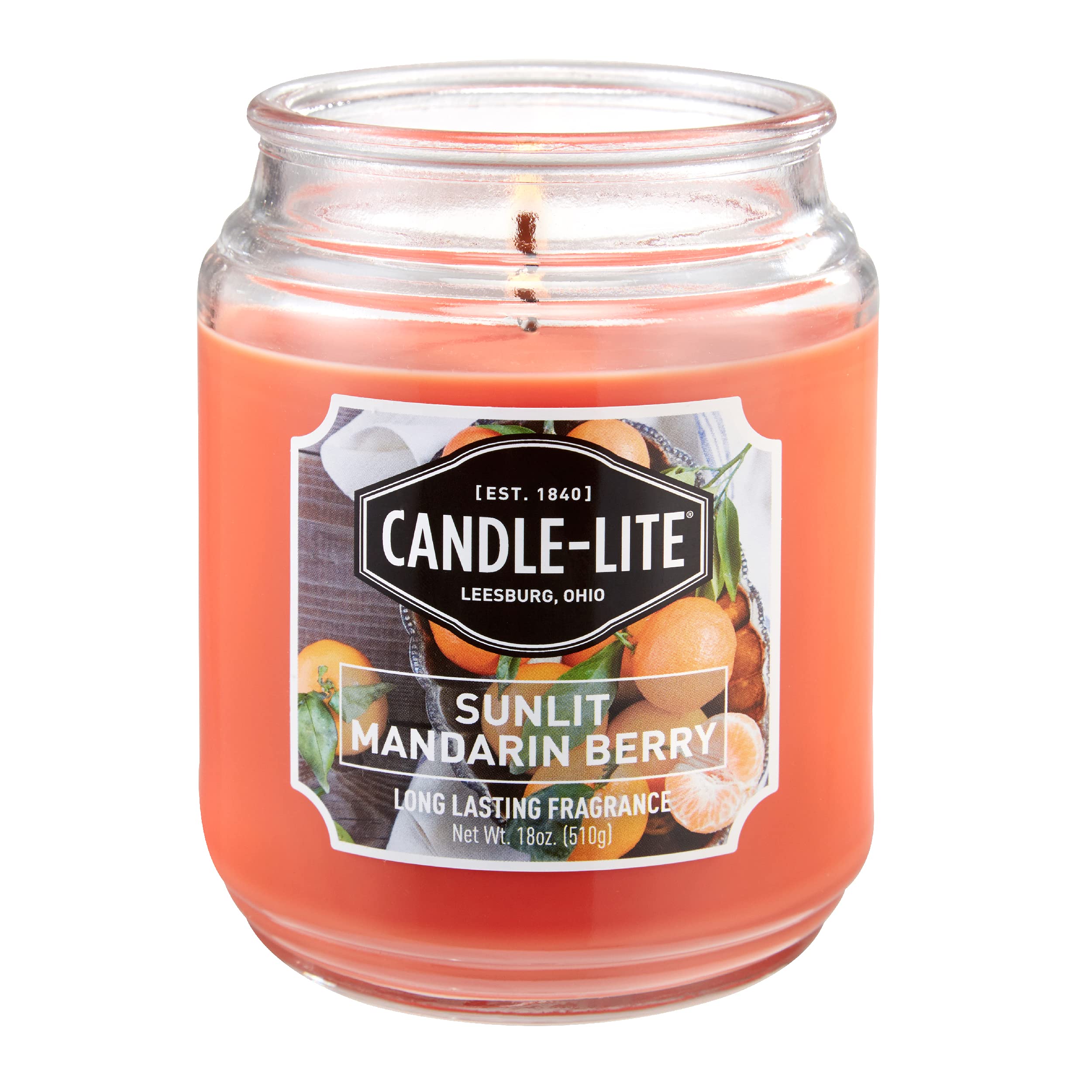 Candle-Lite Scented Sunlit Mandarin Berry Fragrance, One 18 oz. Single-Wick Aromatherapy Candle with 110 Hours of Burn Time, Ora