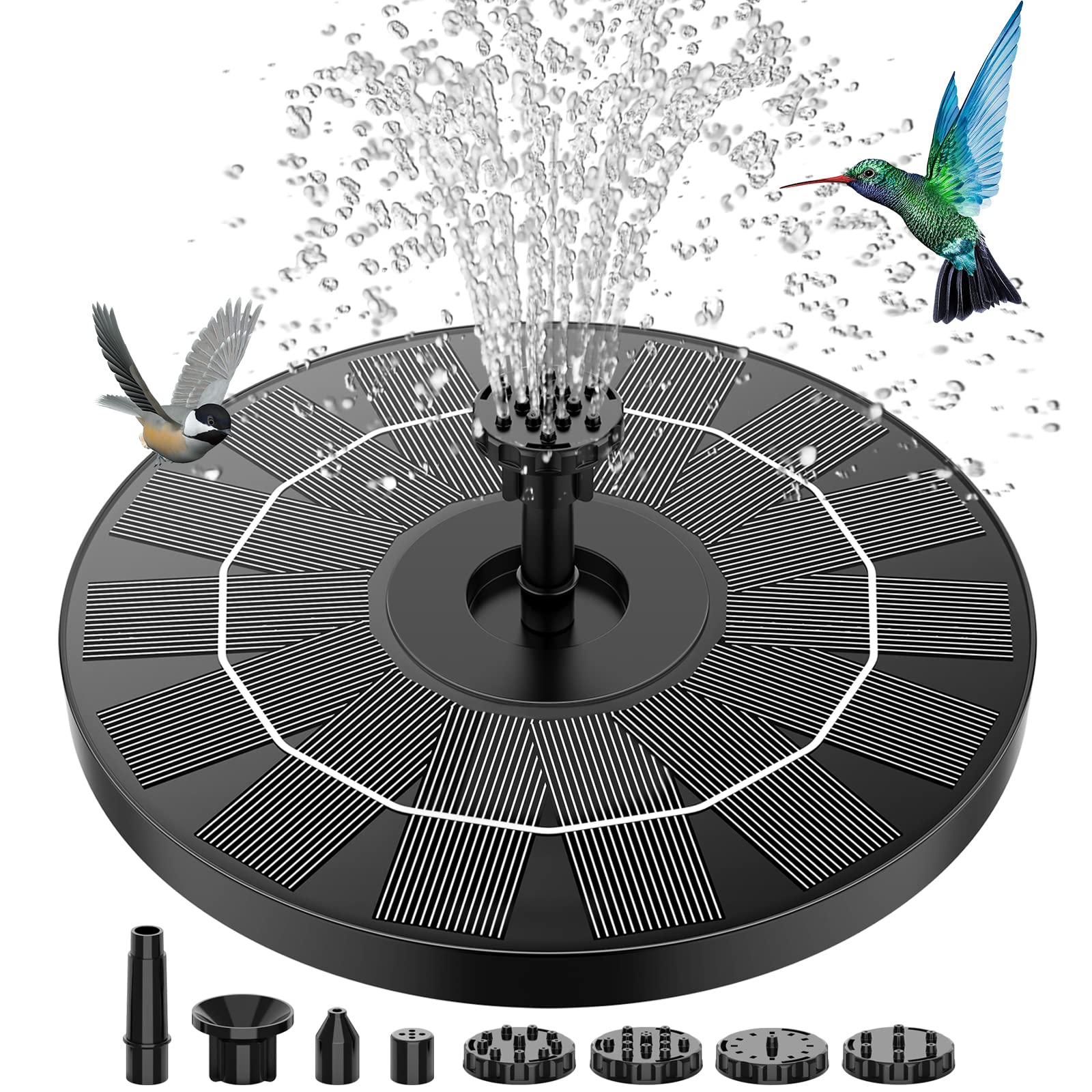 Aisitin 3.5W Solar Fountain, Solar Powered Fountain Pump With 6 Nozzles, Solar Birdbath Fountains For Bird Baths, Garden Decorat