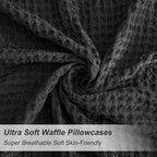 Phf Ultra Soft Waffle Weave Pillowcases Standard Size 20' X 26' 2 Pack, No Insert, Breathable Skin-Friendly Pillow Shams, Decorative Waffle Weave Pillow Case Covers, Black