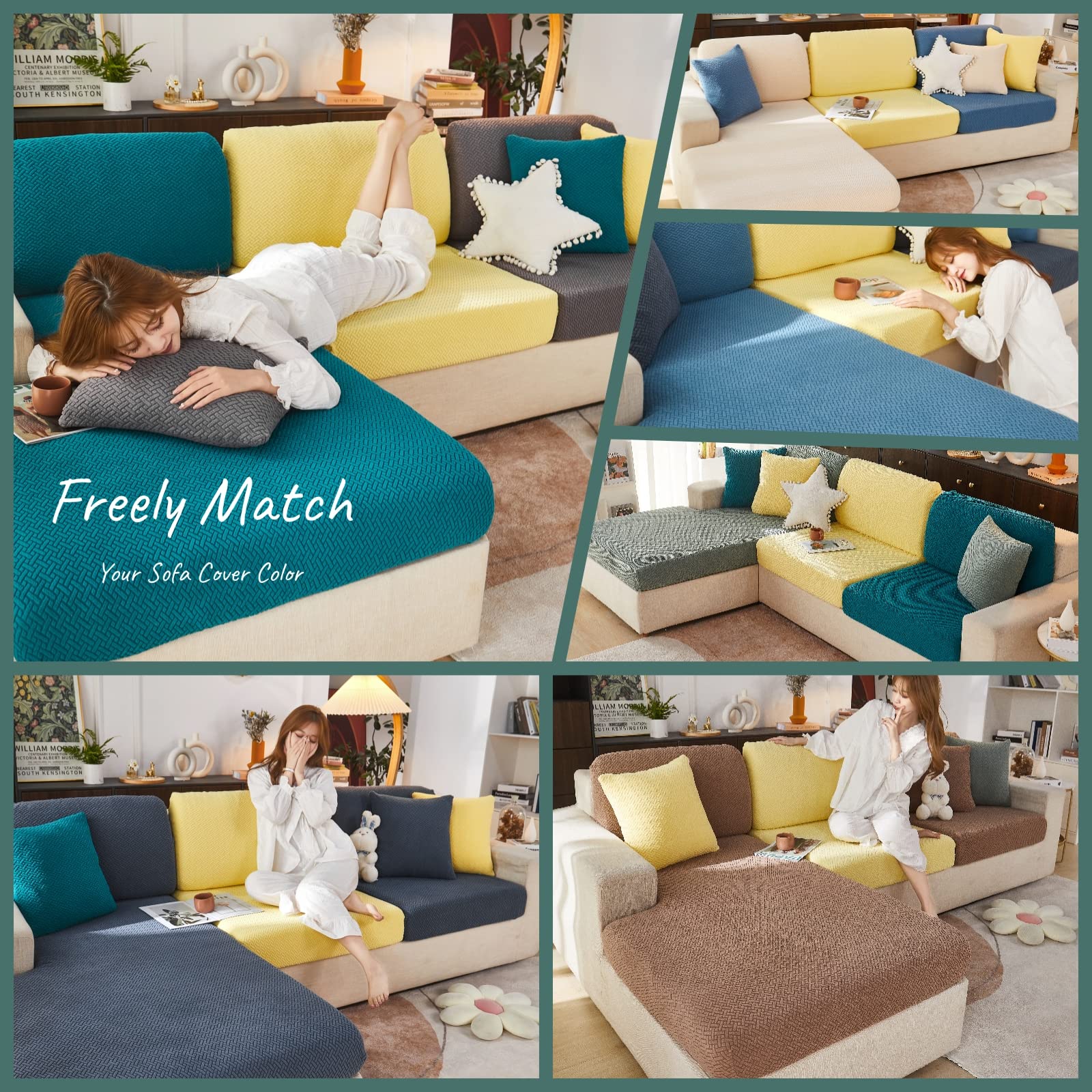 Jonuiony Universal Sofa Slipcover, 2024 Wear-Resistant Sofa Cover, L Shape Sectional Headrest Couch Cover, Sofa Head Rest Cushio