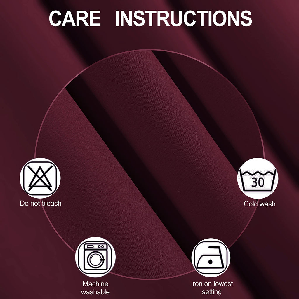 Lemomo 100% Blackout Curtains 52 X 72 Inch/Burgundy Red Curtains 2 Panels With Black Lining Room Darkening Thermal Insulated Bed