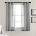 Lush Decor Farmhouse Textured Grommet Sheer Window Curtain Panel Pair, 38'W X 63'L, Dark Gray