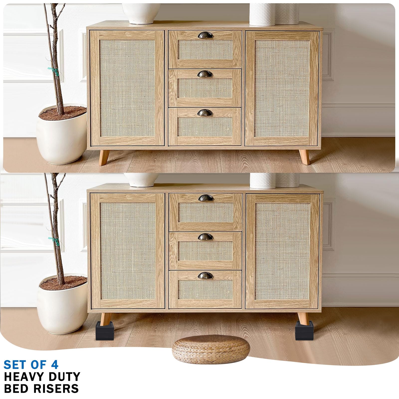 Annkut Bed Risers 3 Inch Heavy Duty,Furniture Risers For Desk Table Sofa Couch Lifts To 1.5 Or 3 Inch, Square Adjustable Risers