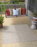 Unique Loom Outdoor Solid Collection Area Rug (10 Square Light Gray/Ivory)