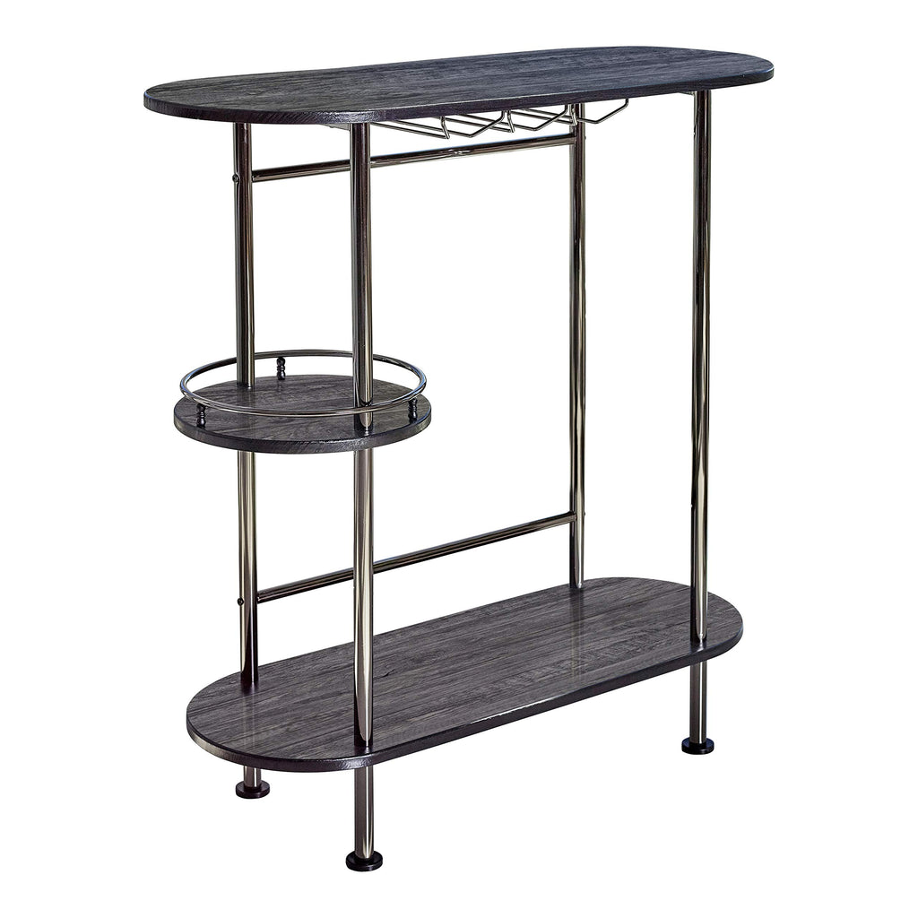 Coaster Home Furnishings 3-Tier Bar Unit, Black Oak/Black Nickel, 39.25wx15.75dx41.00h, 182527