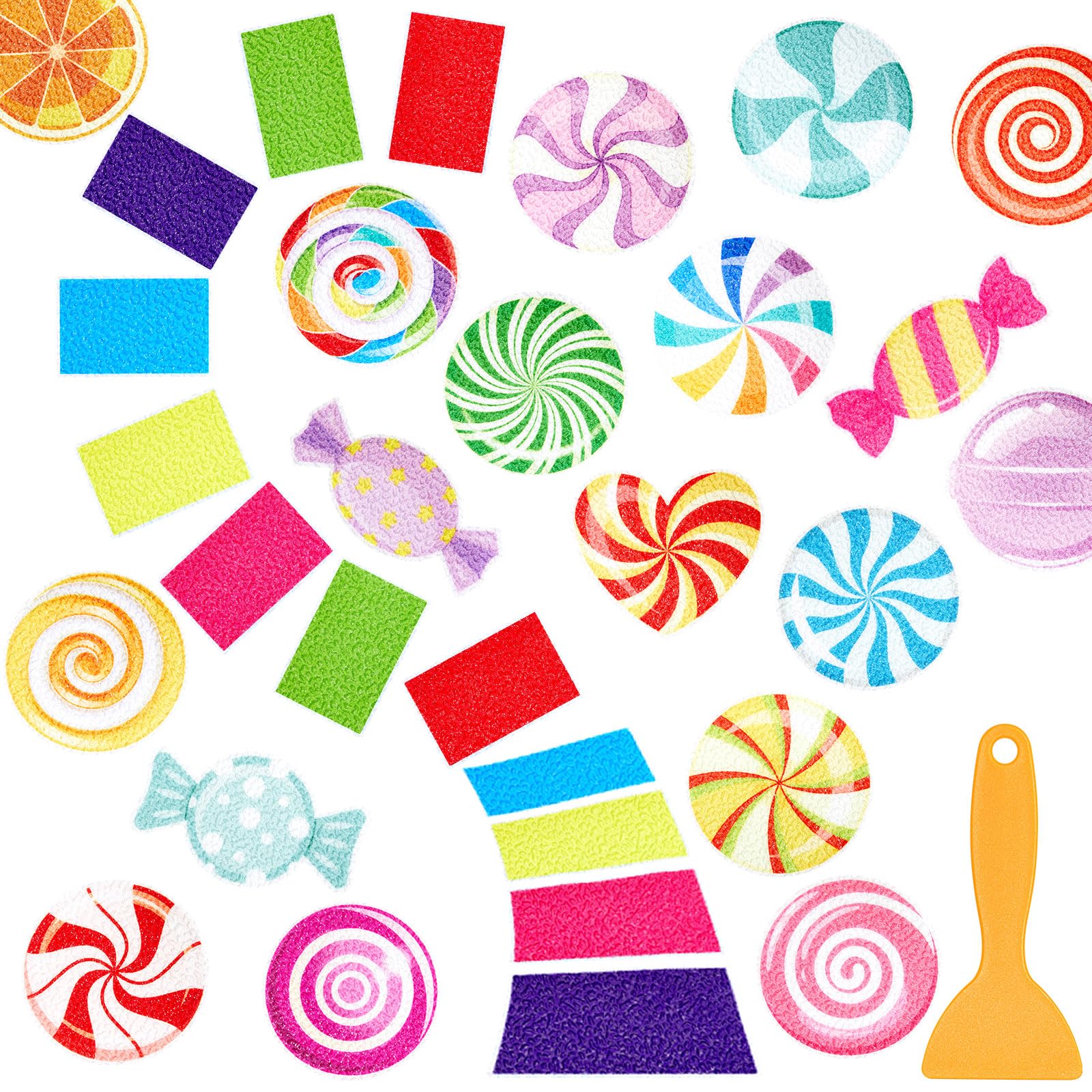 Fullhawl 30 Pcs Candy Non Slip Bathtub Stickers Colorful Candy Anti Slip Shower Stickers Shower Floor Nonslip Sticker Applique A