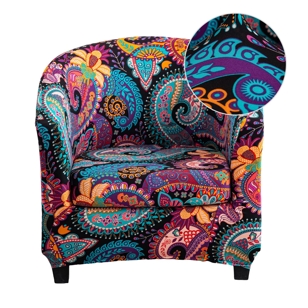 Crfatop 2 Piece Club Chair Slipcover Stretch Barrel Chair Covers Printed Tub Chair Slipcovers Soft Armchair Covers Removable Furniture Protector Arm Chair Cover For Living Room,52