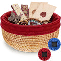 Newtay 10.3 Inch Round Offering Baskets for Church, Wicker Offering Bowl with 2 Removable Liners, Rattan Church Tithes Donation 